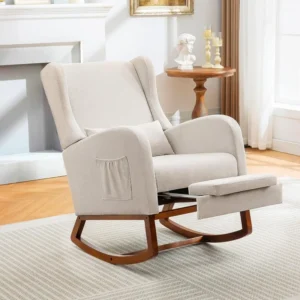 Rocking Nursery Glider Chair with Foot Rest, High Back