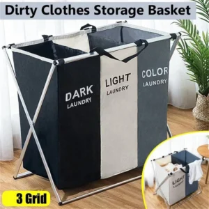 3 Grids Laundry Basket Dirty Clothes Organizer