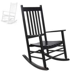 Wooden Patio Rocking Chair with High Back