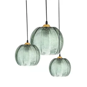 Nordic Glass Pendant Light Green Leaf Pattern
